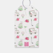 Farbrosa und grüner Golfkart Monogram Wappen Geschenkanhänger (Rückseite)