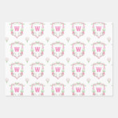 Farbrosa und grüner Golfkart Monogram Wappen Geschenkpapier Set (Vorderseite)