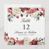 Farbrosa und weiße Blumenkarte + Menükarte (Vorne/Hinten)