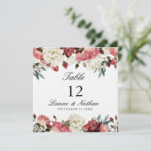 Farbrosa und weiße Blumenkarte + Menükarte (Stehend Vorderseite)