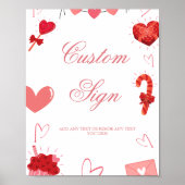 Farbrosa Valentinherz Benutzerdefiniertes Party Poster (Vorne)