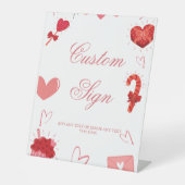 Farbrosa Valentinherz Benutzerdefiniertes Party Sockelschild (Vorderseite)