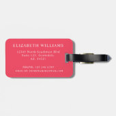 Farbrosa, weißer Polka-Dot, individuell einstellba Gepäckanhänger (Rückseite horizontal)