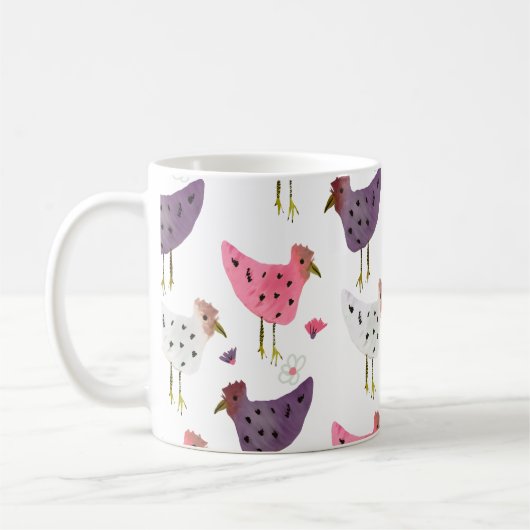 Farbroster Pink Lila Blumenmuster Kaffeetasse (Links)
