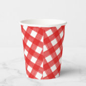 Farbrot und Kariertes Weißbuch Cup Pappbecher (Rechts)