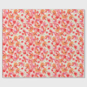 Farbrot und Orange Blume-Muster Geschenkpapier (Flach)