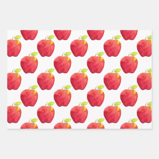 Farbrote Apple-Muster Geschenkpapier Set (Vorderseite 3)