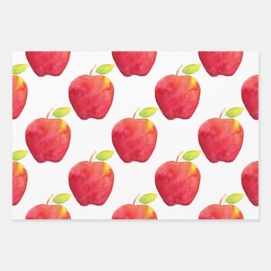 Farbrote Apple-Muster Geschenkpapier Set (Vorderseite 2)