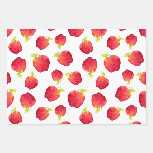 Farbrote Apple-Muster Geschenkpapier Set (Vorderseite)