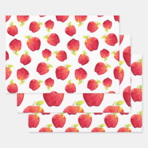 Farbrote Apple-Muster Geschenkpapier Set