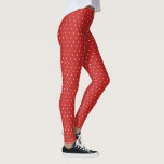 Farbroter Polpunkt Leggings<br><div class="desc">Weiße Polka Punkte auf rot,  (bearbeitbare Hintergrundfarbe)</div>