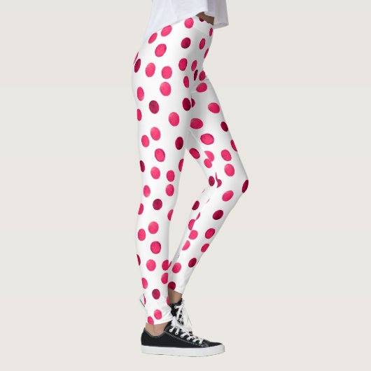 Farbrotes Polka-Punktmuster Leggings (Rechts)