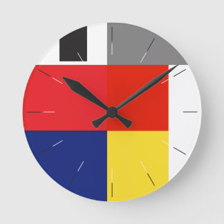 FARBRUNDE | rot, gelb, blau, schwarz, abstrakt Runde Wanduhr