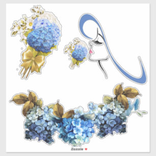 Farbschattierungen von Blue Watercolor Hydrangeas Aufkleber