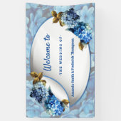 Farbschattierungen von Blue Watercolor Hydrangeas Banner (Vertikal)