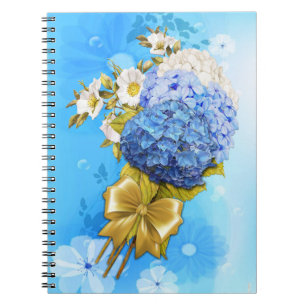 Farbschattierungen von Blue Watercolor Hydrangeas Notizblock