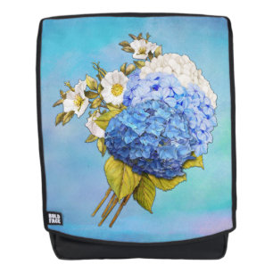 Farbschattierungen von Blue Watercolor Hydrangeas Rucksack