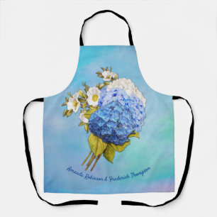 Farbschattierungen von Blue Watercolor Hydrangeas Schürze