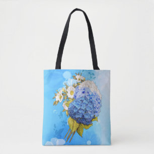 Farbschattierungen von Blue Watercolor Hydrangeas Tasche