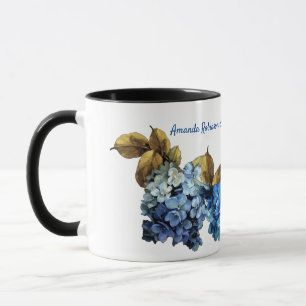Farbschattierungen von Blue Watercolor Hydrangeas Tasse