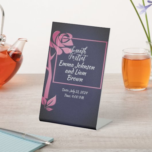 Farbschild für Hochzeitsflora Sockelschild (In SItu)