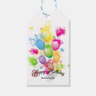 Farbschlag Geburtstagsballons Geschenkanhänger
