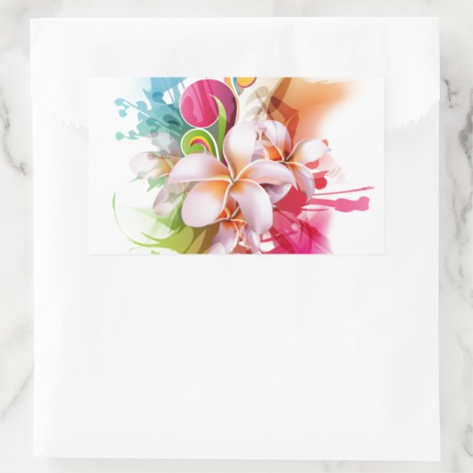 Farbschlauch Plumeria Hawaiian Blume Rechteckiger Aufkleber (Tasche)