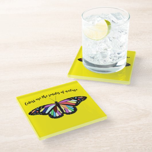 Farbschmetterling Glasuntersetzer (Schrägansicht)