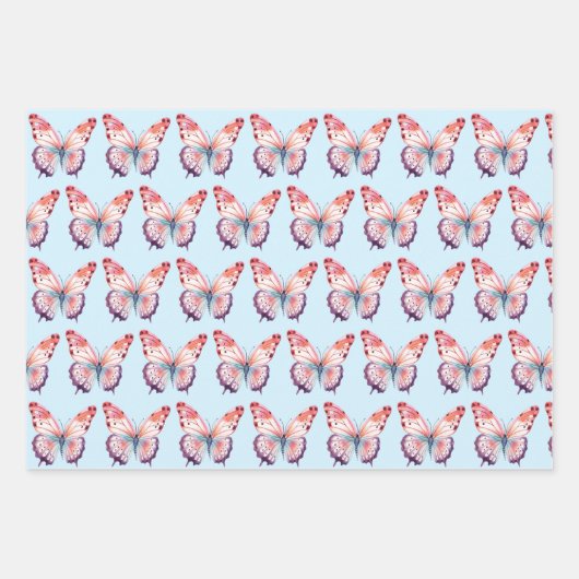 Farbschmetterling in rosa Lila und blau Geschenkpapier Set (Vorderseite 3)