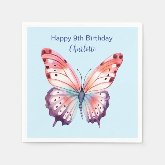 Farbschmetterling in rosa Lila und blau Serviette (Vorderseite)