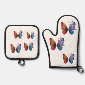 Farbschmetterling Ofenhandschuh & Topflappen-Set (Vorderseite)