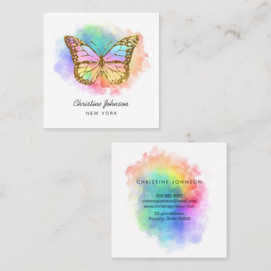 Farbschmetterling Quadratische Visitenkarte (Vorne/Hinten)