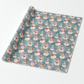 Farbschneemänner auf blauem Wrapping Paper Geschenkpapier (Ungerollt)