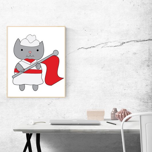 Farbschutz Cat Red White Poster