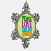 Farbschutz der Peace Liebe Schneeflocken Zinn-Ornament (Links)