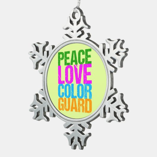 Farbschutz der Peace Liebe Schneeflocken Zinn-Ornament (Rechts)