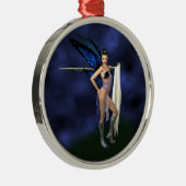 Farbschutz-Fee - runde Verzierung Silbernes Ornament (Rechts)