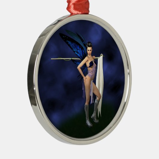 Farbschutz-Fee - runde Verzierung Silbernes Ornament (Rechts)