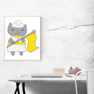Farbschutz für Katzen Gelb und Weiß Poster