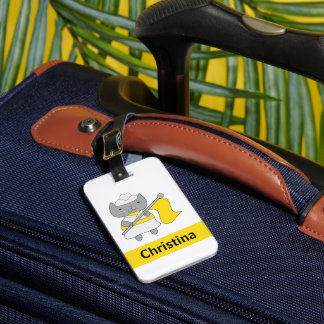 Farbschutz Graue Katze Gelb Weiß personalisieren Gepäckanhänger
