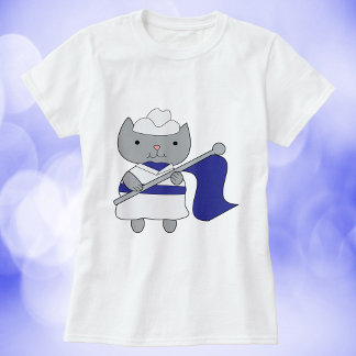 Farbschutz Katze blau weiß T-Shirt
