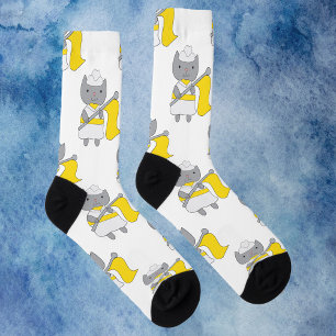 Farbschutz Katzengelbes weißes Muster Socken