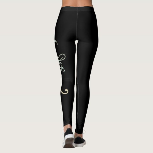 Farbschutz schwarz mit schweißem Design Leggings (Rückseite)