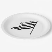 Farbschutzflagge Pappteller (Schrägansicht)