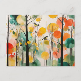 Farbschwangvögel im Frühjahrswald Postkarte