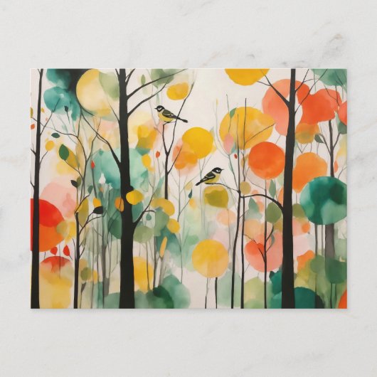 Farbschwangvögel im Frühjahrswald Postkarte (Vorderseite)