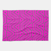 Farbschwarz-Grafik-Designer-Muster in Hot Pink Geschirrtuch (Horizontal)
