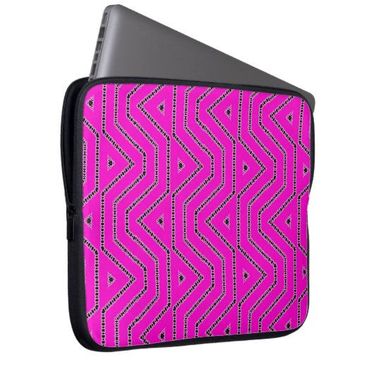Farbschwarz-Grafik-Designer-Muster in Hot Pink Laptopschutzhülle (Vorne Rechts)