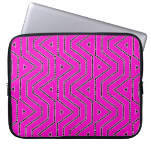 Farbschwarz-Grafik-Designer-Muster in Hot Pink Laptopschutzhülle