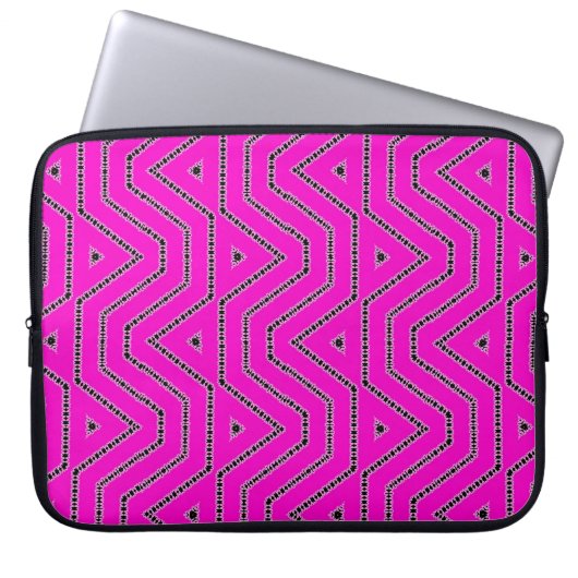 Farbschwarz-Grafik-Designer-Muster in Hot Pink Laptopschutzhülle (Vorderseite)